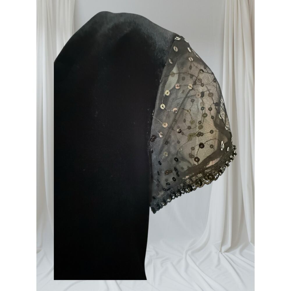 Vintage Sheri Martin NY Black Velvet & Sequin Dress - Size 12150 - Picture 4 of 9